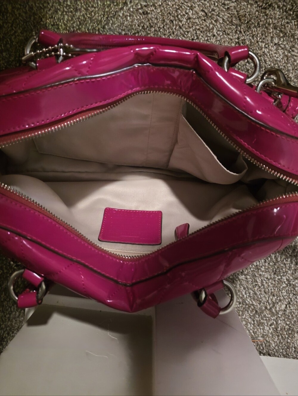 COACH Fuchsia Quilted Patent Satchel Handbag - Picture 12 of 12
